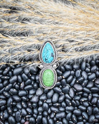 Sagewater Turquoise & Green Two Stone Ring