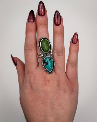 Sagewater Turquoise & Green Two Stone Ring