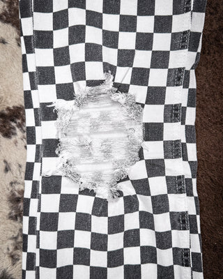 Round The Track Checkered Jeans by Sterling Kreek