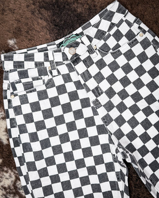 Round The Track Checkered Jeans by Sterling Kreek