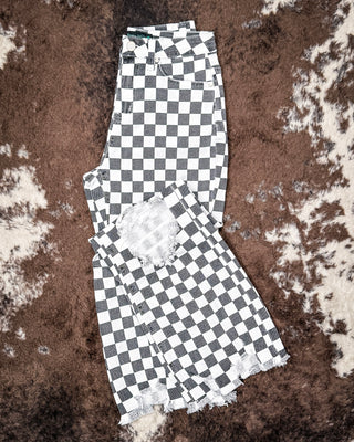 Round The Track Checkered Jeans by Sterling Kreek
