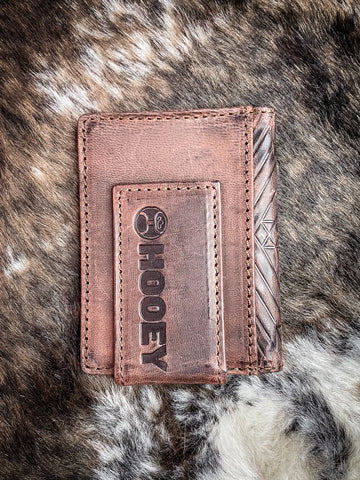 Hooey Austin Aztec Embossed Bi-Fold Money Clip Wallet