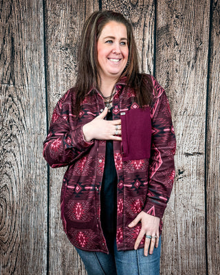 Redstone Ridge Aztec Fleece Shacket by Lucky & Blessed