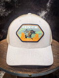 Men's Cinch Hat- Tan Hexagon Patch Trucker Cap