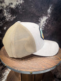 Men's Cinch Hat- Tan Hexagon Patch Trucker Cap