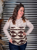 Laredo Aztec Print Lightweight Hoodie - Taupe - Western Wear - Casual - Bronco Western Supply Co.