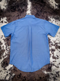Boone Geometric Print Short Sleeve Arenaflex Button Down Shirt - Royal Blue