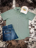 Sawyer Geometric Print Short Sleeve Arenaflex Button Down Shirt - Green