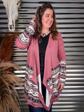 Sanibel Aztec Print Cardigan - Mauve - Casual - Western Wear - Bronco Western Supply Co.