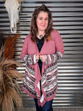 Sanibel Aztec Print Cardigan - Mauve - Casual - Western Wear - Bronco Western Supply Co.