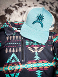 Cabin Fever Pullover displayed and styled on cowhide.