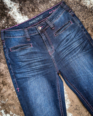 Pink Boot Stitch Trouser Jeans by Cowgirl Tuff