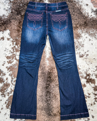 Pink Boot Stitch Trouser Jeans by Cowgirl Tuff