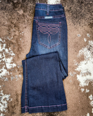 Pink Boot Stitch Trouser Jeans by Cowgirl Tuff
