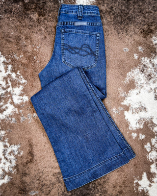 Dark Wide Leg Trouser Jeans by Cowgirl Tuff