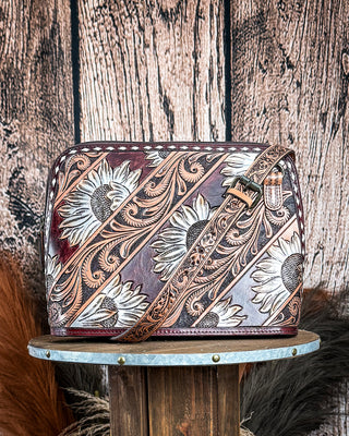 Gilded Spur Tooled Leather Crossbody Bag