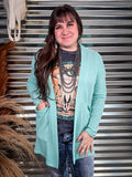Lola Cardigan - Aqua - Women's Apparel - Cardigan - Casual Wear - Bronco Western Supply Co.