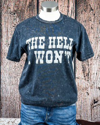 The Hell I Won't Boyfriend Tee in Vintage Black Mineral Wash
