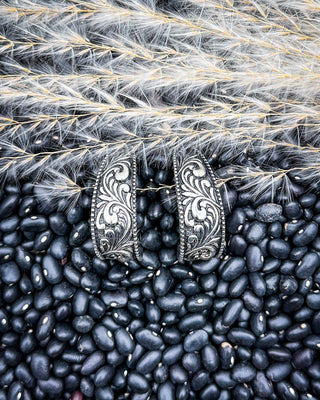 Ironleaf Etched Hoop Earrings with Rope Detail