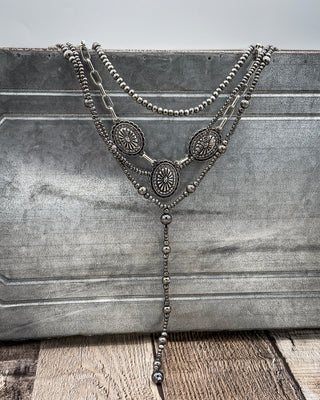 Briarwick Four Strand Concho Lariat Necklace Set