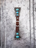Nellie Western Style Faux Turquoise and Leather Watch Band