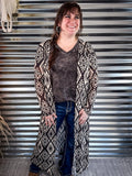 Delta Black and Ivory Aztec Long Sleeve Mesh Duster - Western Fashion - Bronco Western Supply Co.