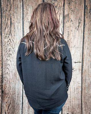 Blackwood Pearl Snap Western Shirt in Black by Lucky and Blessed