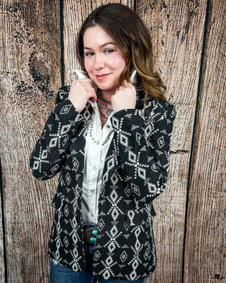 Cypress Ridge Southwestern Blazer in Black by Lucky and Blessed