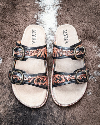 Canyon Ember Western Hand-Tooled Sandals by Myra Bag