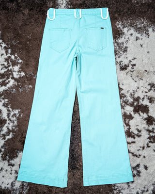 Seabrook Arrow Pocket Wide Leg Jeans in Mint by Lucky and Blessed