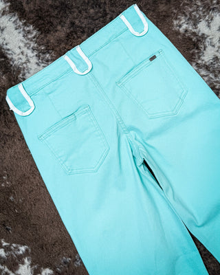 Seabrook Arrow Pocket Wide Leg Jeans in Mint by Lucky and Blessed