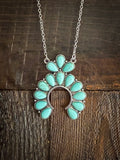 Squash Blossom Chain Necklace - Turquoise - Western Necklace - Bronco Western Supply Co.