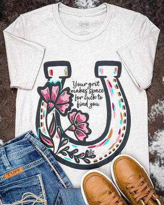 Grit Makes Luck Boyfriend Tee in Natural