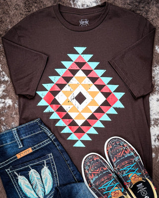 Canyon Lattice Graphic Tee in Chocolate