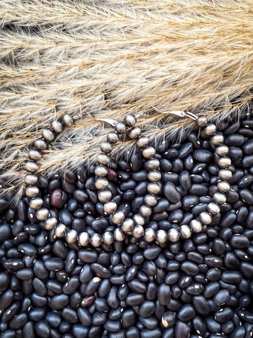 Marcy Navajo Style Pearl Hoop Earrings