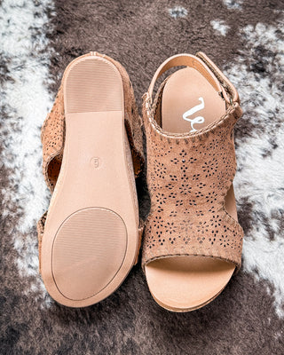 Lilly Platform Wedge Sandal in Tan by Very G