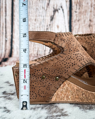 Lilly Platform Wedge Sandal in Tan by Very G