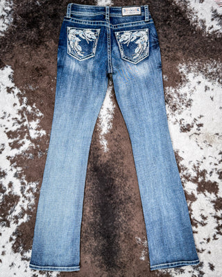 Midnight Reverie Women’s Easy Fit Boot Cut Jeans by Grace in LA