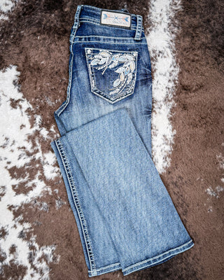 Midnight Reverie Women’s Easy Fit Boot Cut Jeans by Grace in LA