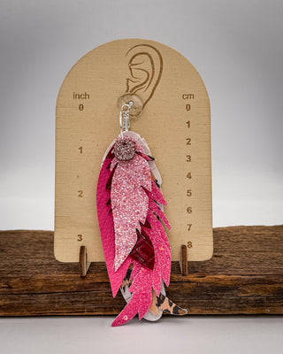 Scarlet Halo Feather Earrings in Pink Multi