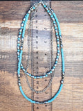 Rowdy - Navajo Style Pearl - Layered Necklace - Natural/Turquoise - Bronco Western Supply Co.
