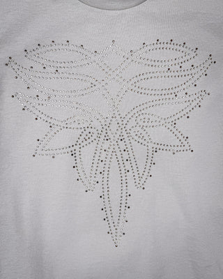 Saddle Trace Rhinestone Boot Stitch Tee in Tan