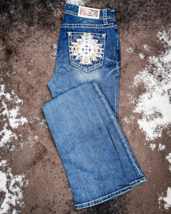 Aztec Forge Women’s Easy Fit Boot Cut Jeans by Grace in LA