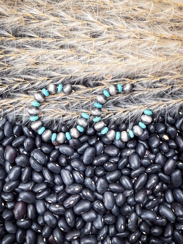 Augusta - Beaded Hoop - Earrings - Gray - Faux Navajo Pearl - Bronco Western Supply Co.