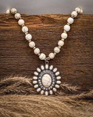 Magnolia Beaded Necklace in White