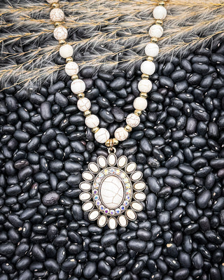 Magnolia Beaded Necklace in White