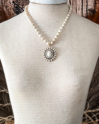 Magnolia Beaded Necklace in White