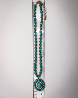 Magnolia Beaded Necklace in Teal
