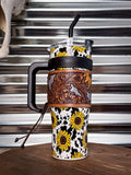 Myra Bag - Wide Wyoming - Tumbler - Yellow - Cow Print - Sunflower - Bronco Western Supply Co.