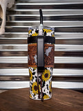 Myra Bag - Wide Wyoming - Tumbler - Yellow - Cow Print - Sunflower - Bronco Western Supply Co.